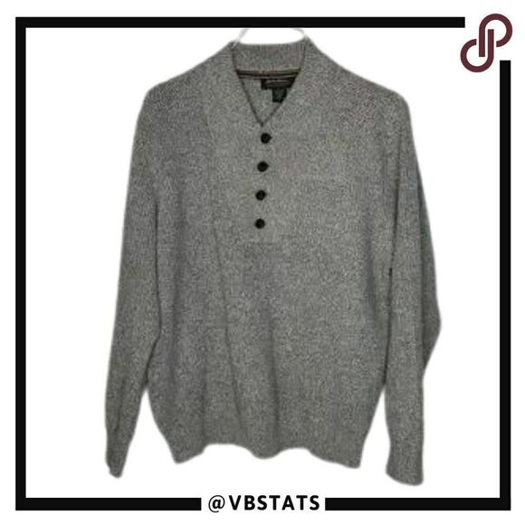 Eddie Bauer Mens Sweater Size Large Pullover Heathered Gray V Neck - Picture 1 of 8